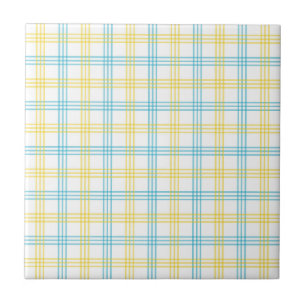 De Cerâmica Azulejo Cerâmico com Xadrez Pastel Azul e Amarelo