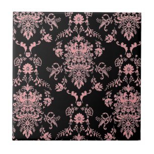 De Cerâmica Azulejo cerâmico cor-de-rosa e preto Damasco