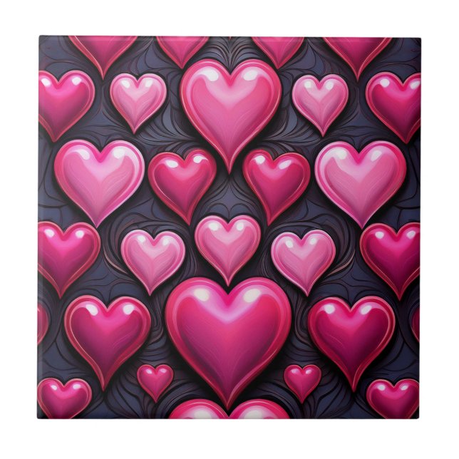 De Cerâmica Azulejo Cerâmico Corações Rosa (Frente)