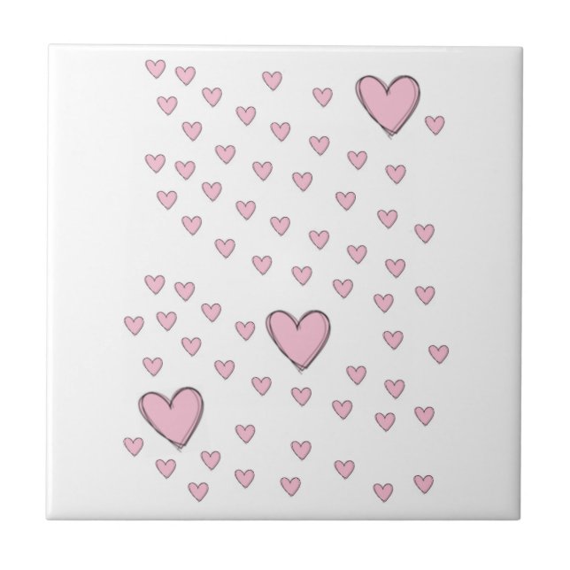 De Cerâmica Azulejo cerâmico Corações Rosa Amor (Frente)