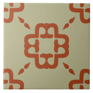 De Cerâmica Azulejo cerâmico - Coral e padrão vermelho em bege