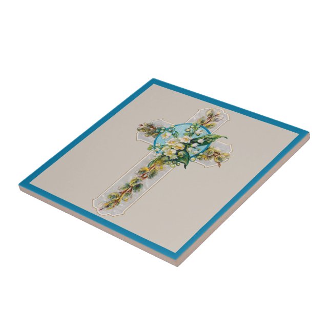 De Cerâmica Azulejo cerâmico Cross and Flowers (Lateral)