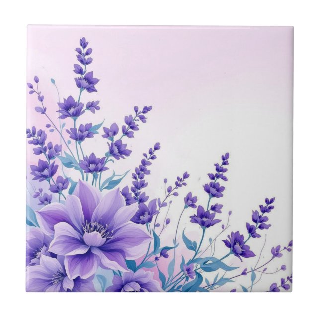 De Cerâmica Azulejo cerâmico das flores roxas (Frente)