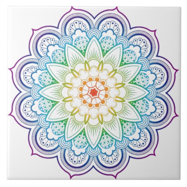 De Cerâmica Azulejo cerâmico Datura Flower Modern Mandala (Frente)