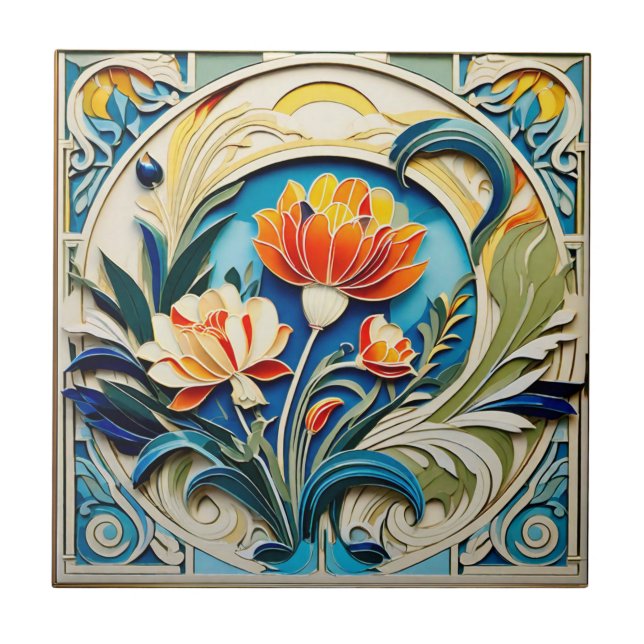 De Cerâmica Azulejo cerâmico Deco das Flores Brilhantes (Frente)