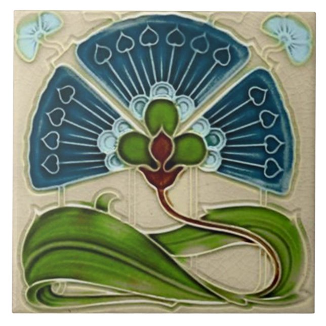 De Cerâmica Azulejo cerâmico - Decoração Art Nouveau (Frente)