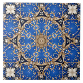 De Cerâmica Azulejo Cerâmico Decorativo Dourado Azul