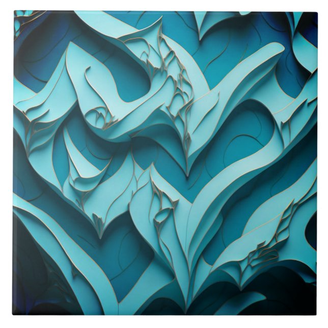 De Cerâmica Azulejo Cerâmico Decorativo " Turquoise Waves IX" (Frente)