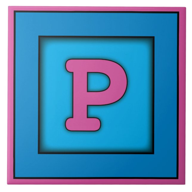 De Cerâmica Azulejo cerâmico do bebê - letra P (Frente)