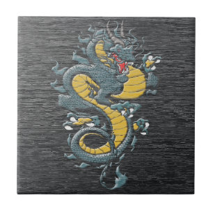 De Cerâmica Azulejo Cerâmico do Dragão Azul Japonês Mitológico