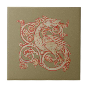 De Cerâmica Azulejo Cerâmico do Dragão Manuscrito Medieval