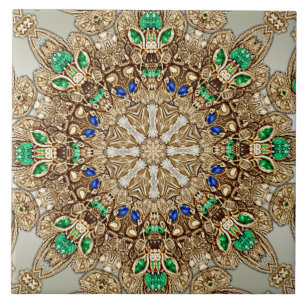 De Cerâmica Azulejo Cerâmico Dourado Elegante Ornado