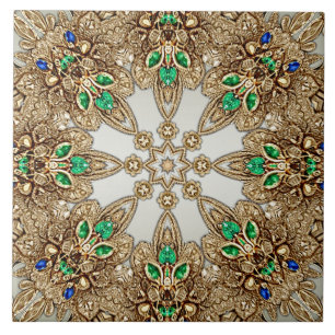 De Cerâmica Azulejo Cerâmico Dourado Elegante Ornado