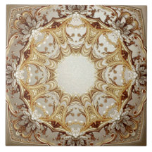 Azulejo Cerâmico Dourado Ornamentado