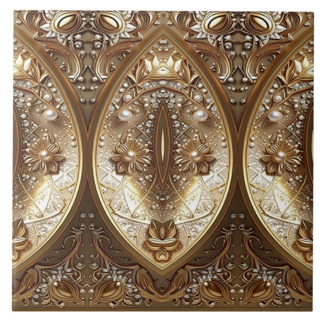 De Cerâmica Azulejo Cerâmico Dourado Ornamentado (Frente)