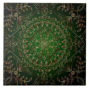 De Cerâmica Azulejo Cerâmico Dourado Verde