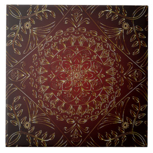 De Cerâmica Azulejo cerâmico Dourado vermelho