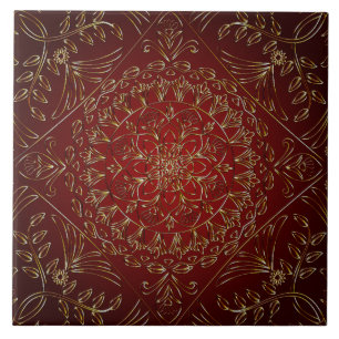 De Cerâmica Azulejo cerâmico Dourado vermelho