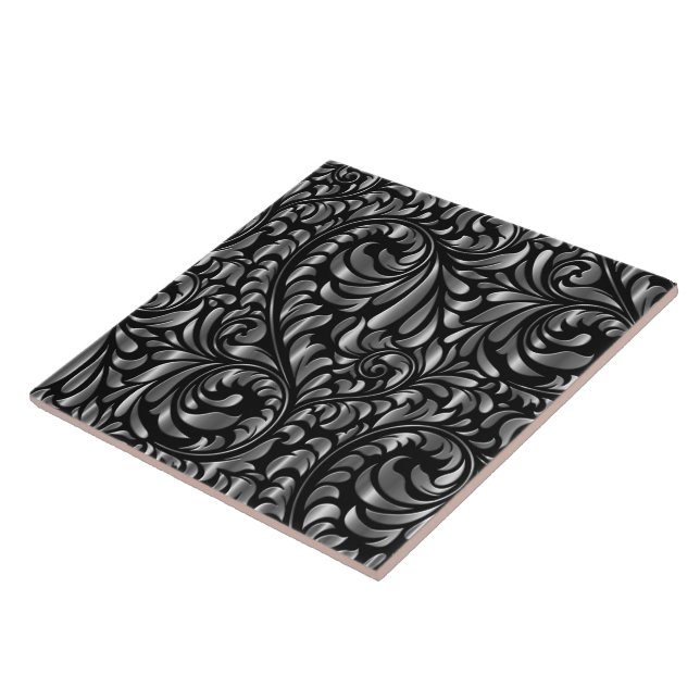 De Cerâmica Azulejo cerâmico - Drama em preto e prata (Lateral)