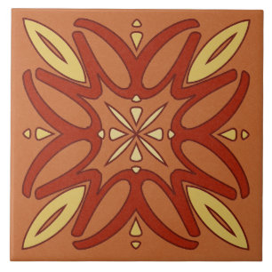 De Cerâmica Azulejo cerâmico - Flor Amarelo e Vermelho Caleido