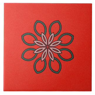 De Cerâmica Azulejo cerâmico - Flor rosa e verde do caleidoscó