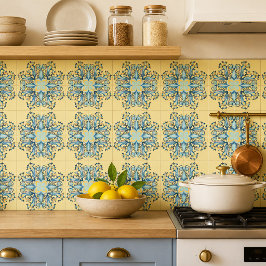 De Cerâmica Azulejo Cerâmico Floral Art Nouveau em Creme Mante