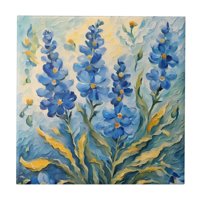 De Cerâmica Azulejo Cerâmico Floral Azul (Frente)