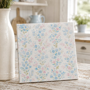 De Cerâmica Azulejo Cerâmico Floral Azul Elegante Rosa
