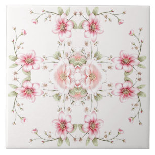 De Cerâmica Azulejo Cerâmico Floral Branco Rosa Elegante
