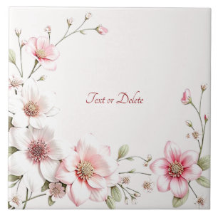 De Cerâmica Azulejo Cerâmico Floral Branco Rosa Elegante