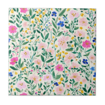 Azulejo Cerâmico Floral Colorido