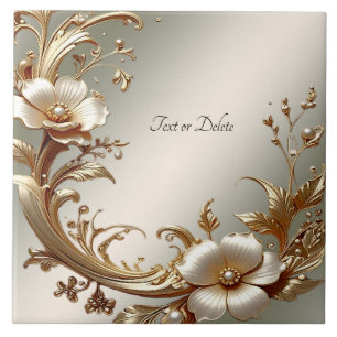 De Cerâmica Azulejo Cerâmico Floral Dourado