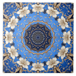 De Cerâmica Azulejo Cerâmico Floral Dourado Azul