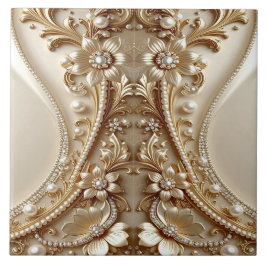 De Cerâmica Azulejo Cerâmico Floral Dourado Elegante Ornado