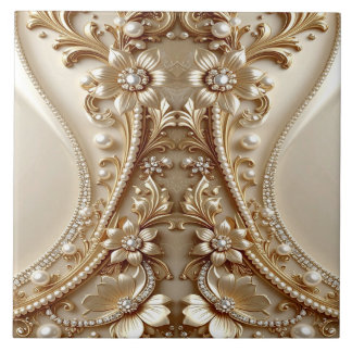 De Cerâmica Azulejo Cerâmico Floral Dourado Elegante Ornado