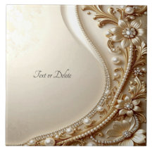Azulejo Cerâmico Floral Dourado Elegante Ornamenta