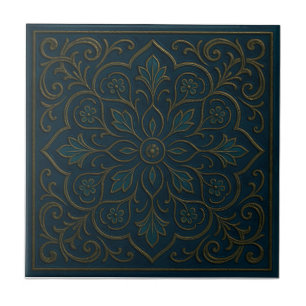 De Cerâmica Azulejo Cerâmico Floral em Verde Água Vintage