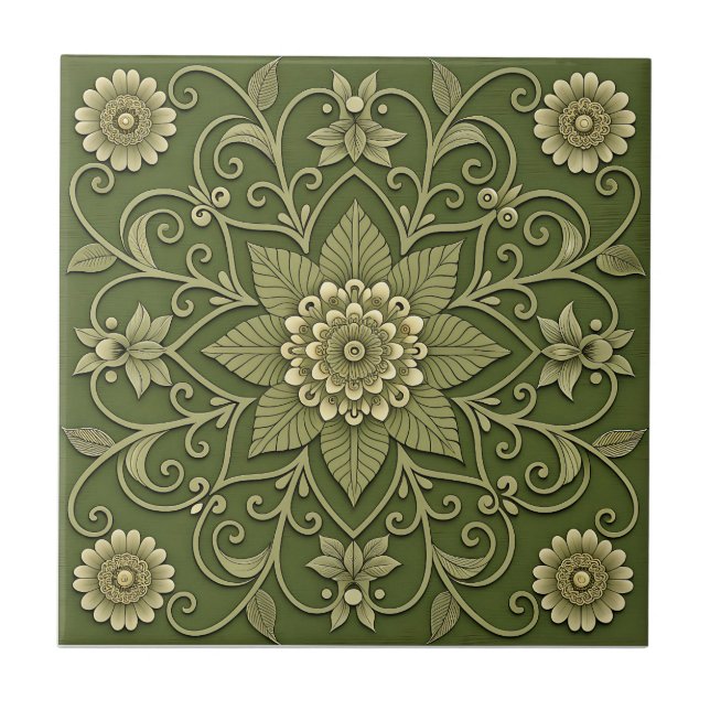De Cerâmica Azulejo Cerâmico Floral Verde (Frente)
