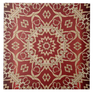 De Cerâmica Azulejo Cerâmico Floral Vermelho Dourado Moderno