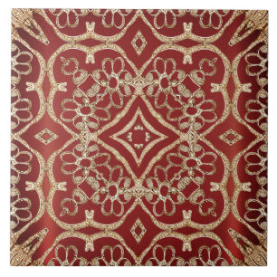 De Cerâmica Azulejo Cerâmico Floral Vermelho Dourado Moderno