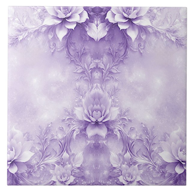De Cerâmica Azulejo cerâmico Flores brancas roxas (Frente)