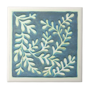 De Cerâmica Azulejo cerâmico, folhas azuis e brancas