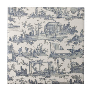 De Cerâmica Azulejo cerâmico francês azul e marfim