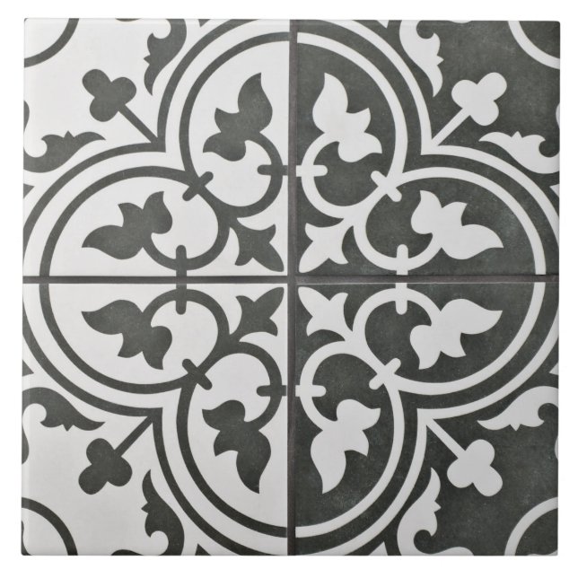 De Cerâmica Azulejo Cerâmico Francês - Tulipas Pretas e Branca (Frente)