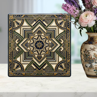 De Cerâmica Azulejo Cerâmico Geométrico Art Déco Dourado Verde