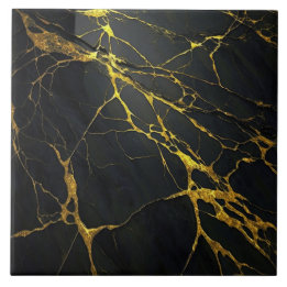 De Cerâmica Azulejo Cerâmico Granito Preto com Veias Douradas