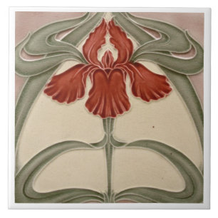 De Cerâmica Azulejo cerâmico - Iris Art Nouveau Floral Orange