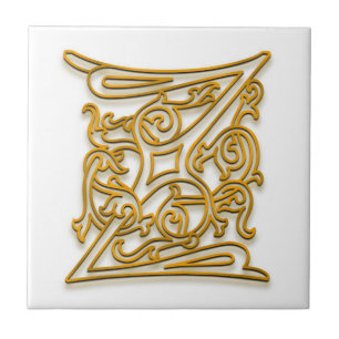 De Cerâmica Azulejo cerâmico "irlandês Dourado" Z Monograma