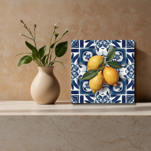De Cerâmica Azulejo cerâmico italiano Lemon Blue White