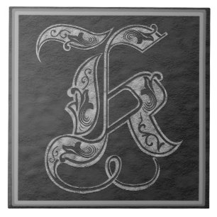 De Cerâmica Azulejo cerâmico K Monograma "Cinza Real"